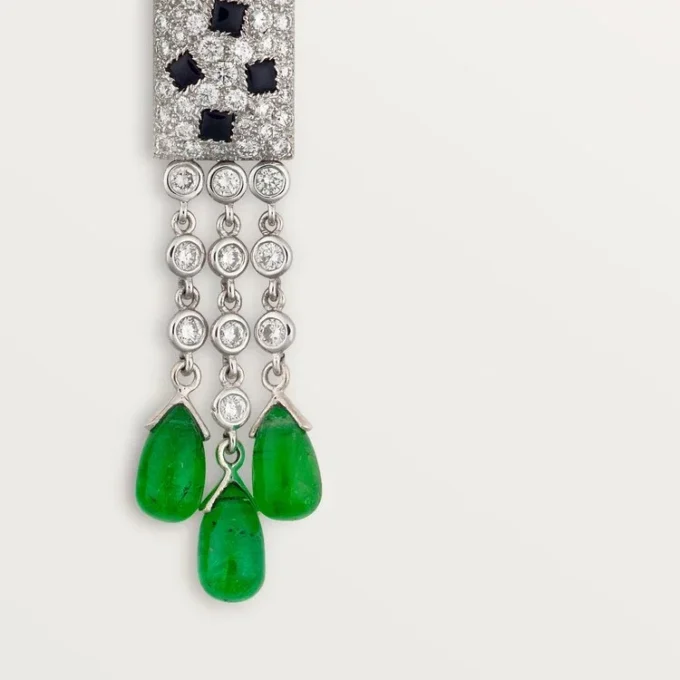 Cercei Panthere De Cartier – Aur alb, smaralde, onix, diamante – Cartier