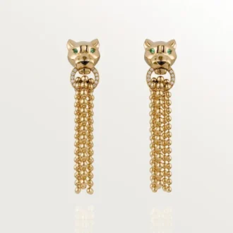 Cercei Panthere De Cartier – Aur galben, diamante, granate tsavorite, onix – Cartier