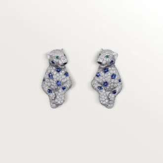 Cercei Panthere De Cartier, safire, pavate
