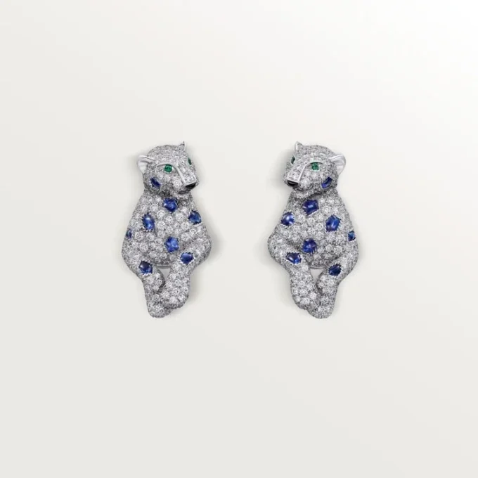 Cercei Panthere De Cartier, safire, pavate