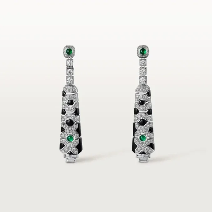 Cercei [Sur]Naturel – Aur alb, smaralde, onix, diamante – Cartier