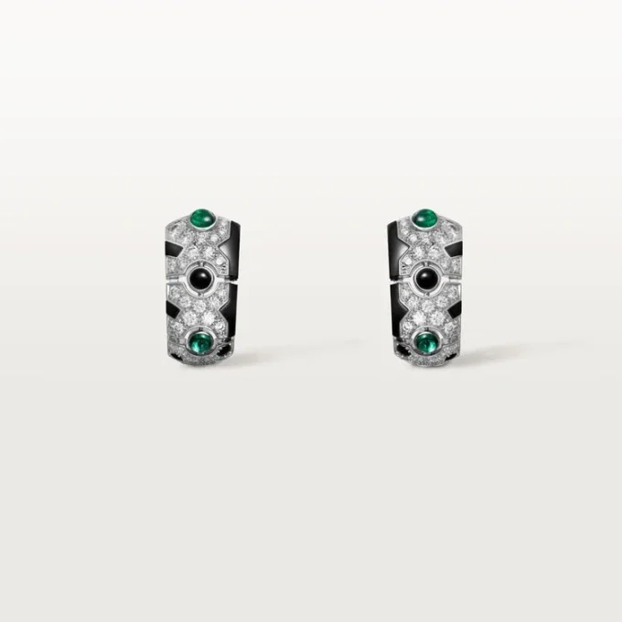 Cercei [Sur]Naturel – Aur alb, smaralde, onix, diamante – Cartier