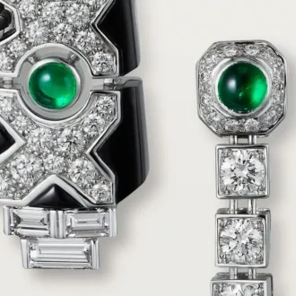 Cercei [Sur]Naturel – Aur alb, smaralde, onix, diamante – Cartier