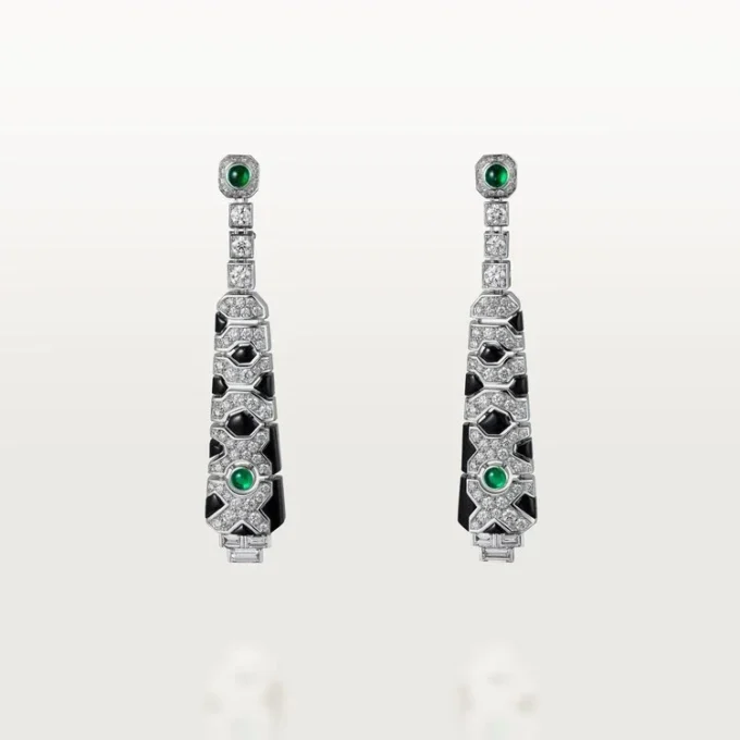 Cercei [Sur]Naturel – Aur alb, smaralde, onix, diamante – Cartier