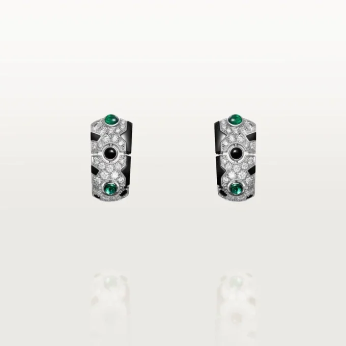 Cercei [Sur]Naturel – Aur alb, smaralde, onix, diamante – Cartier