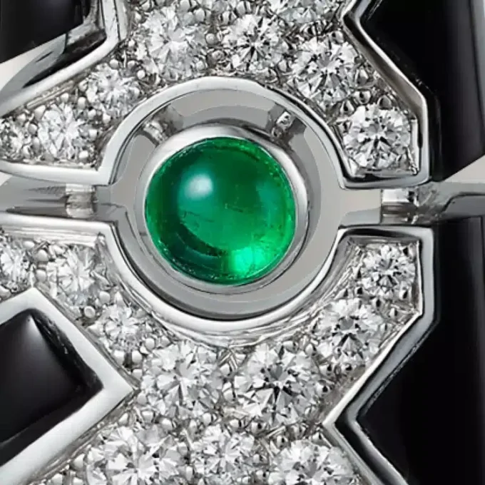 Cercei [Sur]Naturel – Aur alb, smaralde, onix, diamante – Cartier