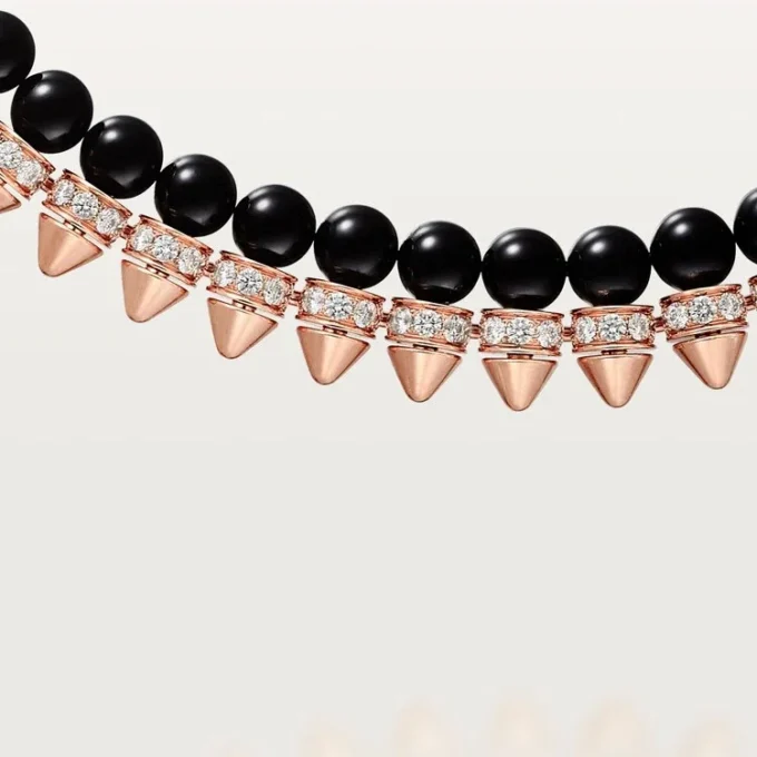 Colier Clash De Cartier, flexibil, onix, model extra-mare, diamante