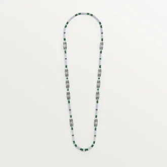 Colier de înaltă bijuterie – Aur alb, calcedonie, skarn, turcoaz, lac negru, diamante – Cartier