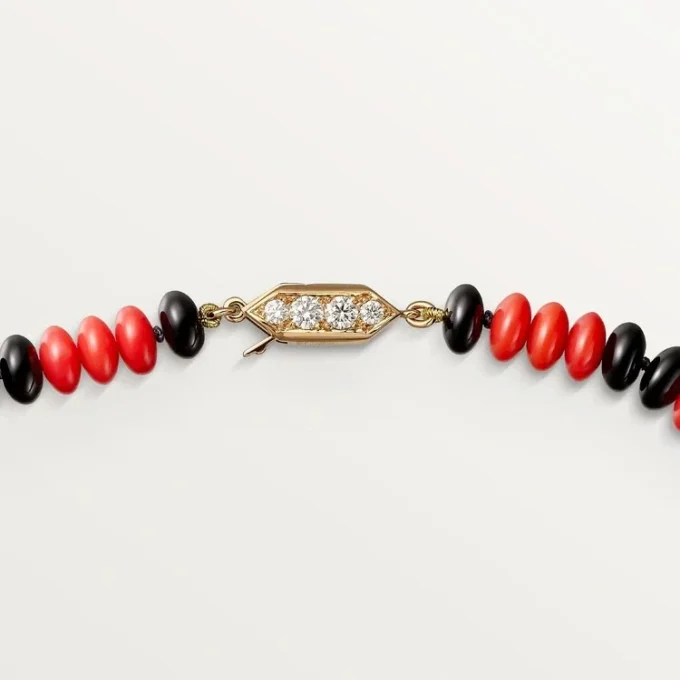 Colier de înaltă bijuterie – Aur roz, Coral, Onyx, Lac negru, Diamante – Cartier