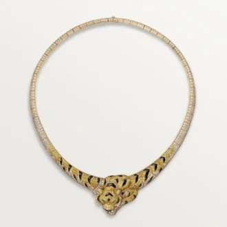 Colier Faune Et Flore De Cartier, diamante galbene, portocalii și maro, pavate