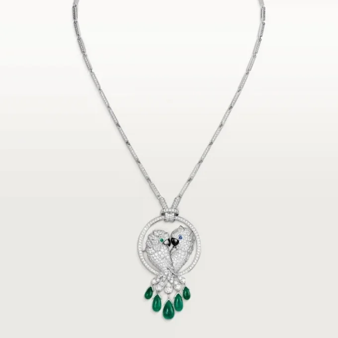 Colier Faune Et Flore De Cartier, picături de smarald, pavate
