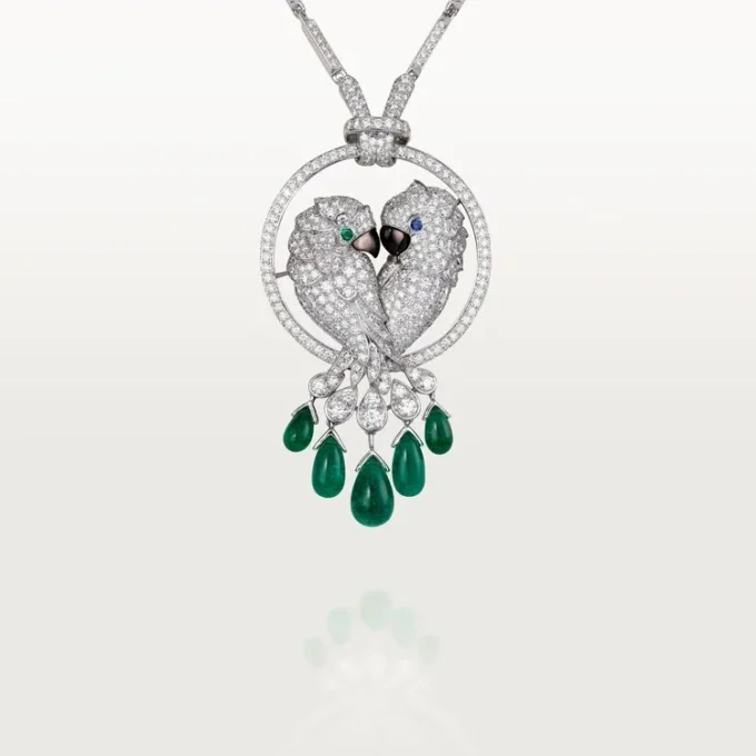 Colier Faune Et Flore De Cartier, picături de smarald, pavate