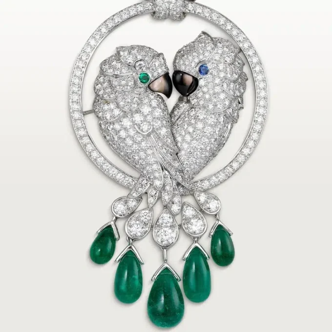 Colier Faune Et Flore De Cartier, picături de smarald, pavate