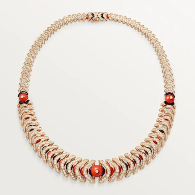 Colier Geometrie & Contraste, Coral, pavat