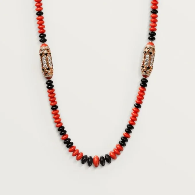 Colier Geometrie & Contraste, Coral, pavat