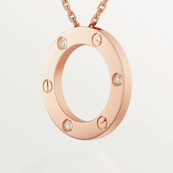 Colier Love, 3 diamante – Aur roz, Diamante – Cartier