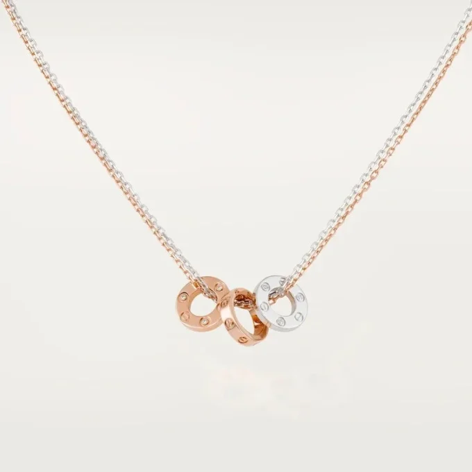 Colier Love, 6 diamante – Aur roz, Aur alb, Diamante – Cartier