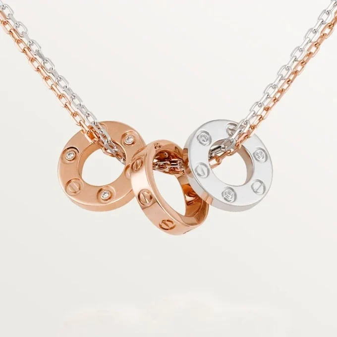 Colier Love, 6 diamante – Aur roz, Aur alb, Diamante – Cartier