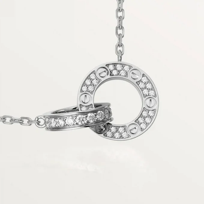 Colier Love, pavat cu diamante – Aur alb, Diamante – Cartier