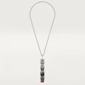 Colier lung Panthere De Cartier, rubin, model mare, cu multiple posibilități de purtare, pavat