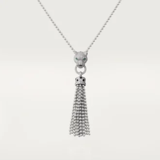 Colier Panthere De Cartier – Aur alb, lac negru, smaralde, onix, diamante – Cartier