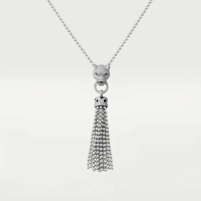 Colier Panthere De Cartier – Aur alb, lac negru, smaralde, onix, diamante – Cartier