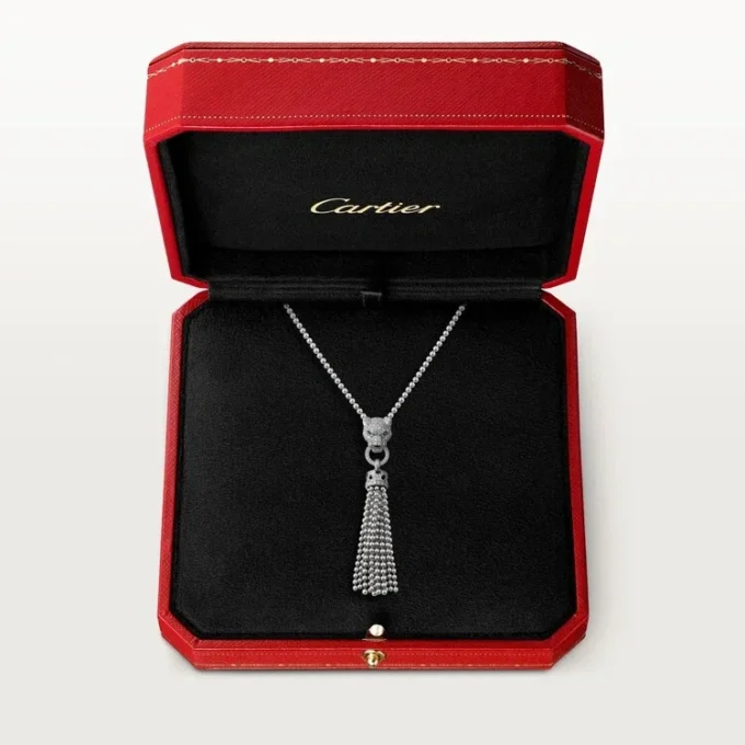 Colier Panthere De Cartier – Aur alb, lac negru, smaralde, onix, diamante – Cartier
