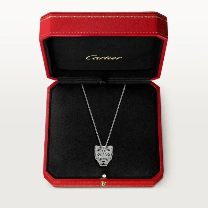 Colier Panthere De Cartier – Aur alb, smaralde, diamante, onix – Cartier