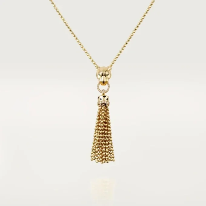 Colier Panthere De Cartier – Aur galben, lac negru, granate tsavorite, onix, diamante – Cartier