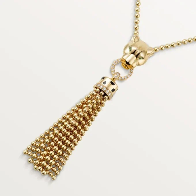 Colier Panthere De Cartier – Aur galben, lac negru, granate tsavorite, onix, diamante – Cartier
