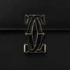 Geantă de umăr, Mini, Double C De Cartier – Piele de vițel neagră, finisaj auriu și email negru – Cartier
