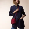 Geantă de umăr, Mini, Double C De Cartier – Piele de vițel roșu cireș, finisaj auriu și email roșu cireș – Cartier