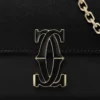 Geantă mini cu lanț, Double C De Cartier – Piele de vițel neagră, finisaj auriu și email negru – Cartier