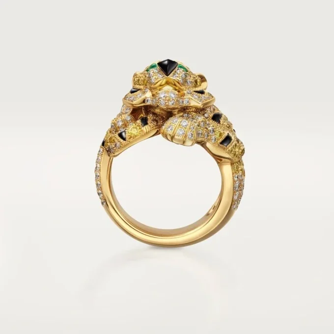 Inel Faune Et Flore De Cartier, diamante galbene, portocalii și maro, pavate