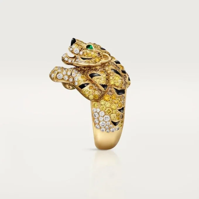 Inel Faune Et Flore De Cartier, diamante galbene, portocalii și maro, pavate