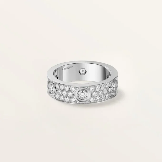 Inel Love, model clasic, pavat, 6 diamante