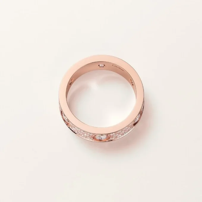 Inel Love, model clasic, pavat, 6 diamante