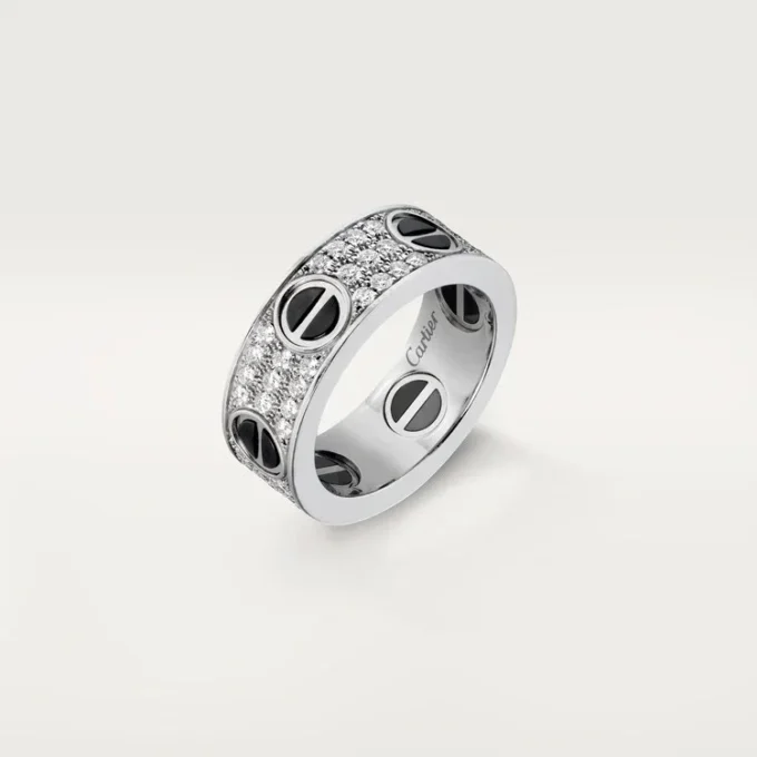 Inel Love, pavat cu diamante, ceramică – Aur alb, ceramică, diamante – Cartier