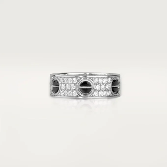 Inel Love, pavat cu diamante, ceramică – Aur alb, ceramică, diamante – Cartier