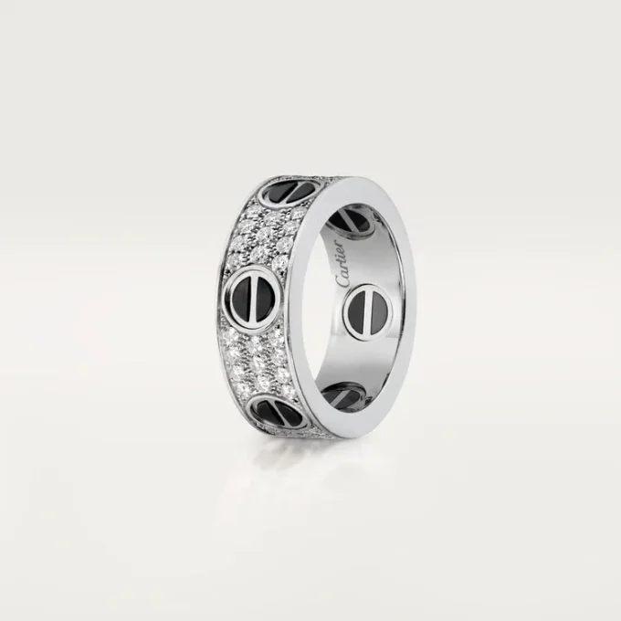 Inel Love, pavat cu diamante, ceramică – Aur alb, ceramică, diamante – Cartier