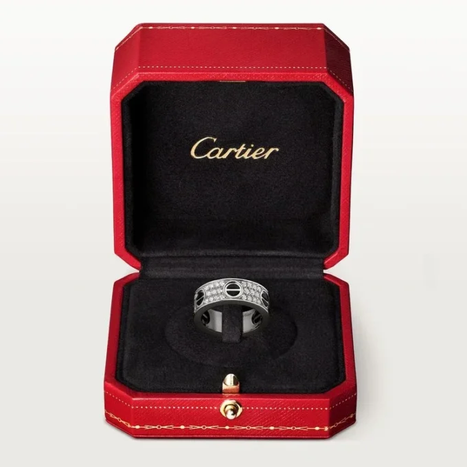 Inel Love, pavat cu diamante, ceramică – Aur alb, ceramică, diamante – Cartier