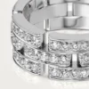 Inel Maillon Panthere, 3 rânduri cu jumătate de pavaj de diamante – Aur alb, Diamante – Cartier