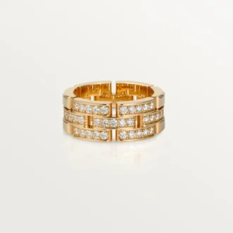 Inel Maillon Panthere, 3 rânduri cu jumătate de pavaj de diamante – Aur roz, Diamante – Cartier