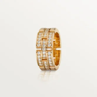 Inel Maillon Panthere, 3 rânduri cu jumătate de pavaj de diamante – Aur roz, Diamante – Cartier