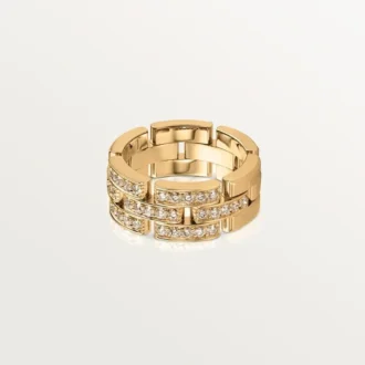 Inel Maillon Panthere, 3 rânduri cu pavaj parțial de diamante – Aur galben, Diamante – Cartier