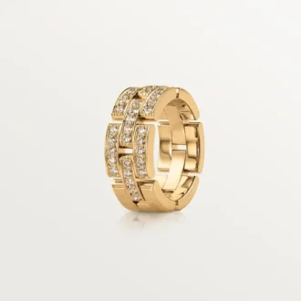 Inel Maillon Panthere, 3 rânduri cu pavaj parțial de diamante – Aur galben, Diamante – Cartier