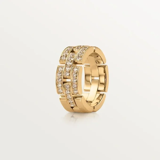 Inel Maillon Panthere, 3 rânduri cu pavaj parțial de diamante – Aur galben, Diamante – Cartier