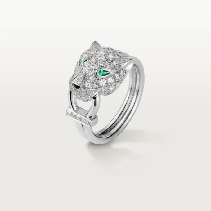 Inel Panthere De Cartier – Aur alb, diamante, smaralde, onix – Cartier