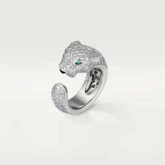 Inel Panthere De Cartier – Aur alb, diamante, smaralde, onix – Cartier