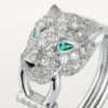 Inel Panthere De Cartier – Aur alb, diamante, smaralde, onix – Cartier